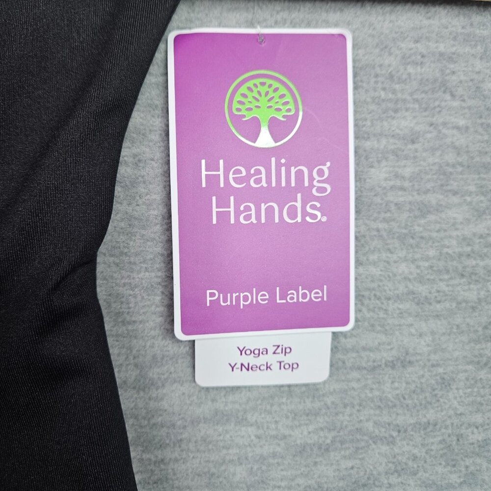 Healing Hands Jessi Scrub Y-neck Yoga Zip Wichket Moon Top Size M NEW - Picture 3 of 9